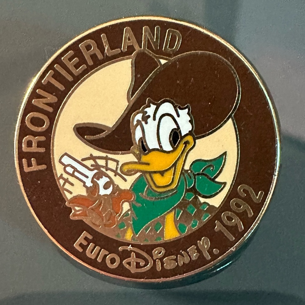 Opening of Disney Frontierland 1992 Gold and Brown Pin